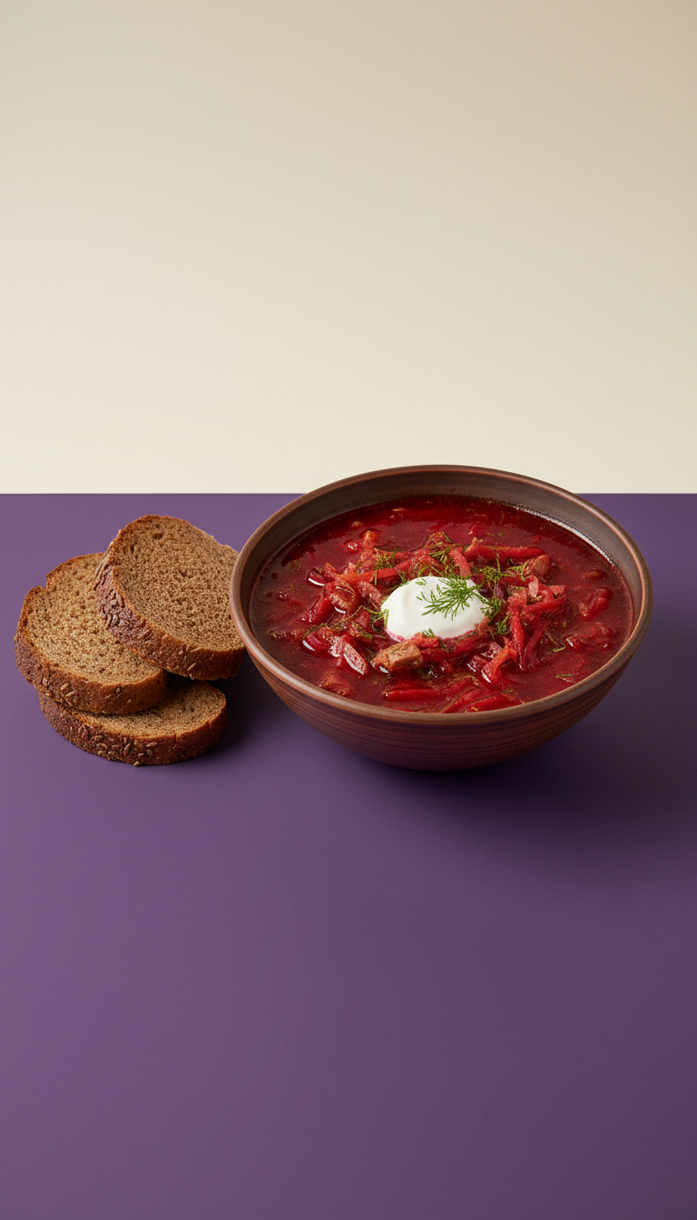 Borscht with Fresh Rye Bread